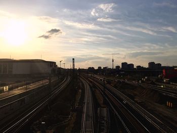 Railroad track at sunset