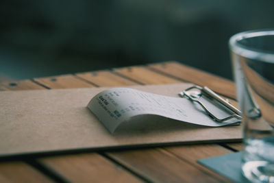 Close-up of key ring on table