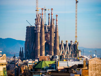 Far view of la sagrada familia cathedral.