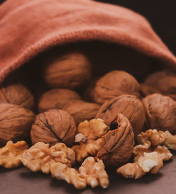 Close-up of walnut on table