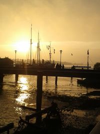 View of pier at sunset