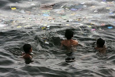 Man swimming in sea