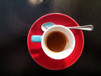 High angle view of coffee on table