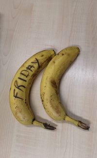 High angle view of bananas on table