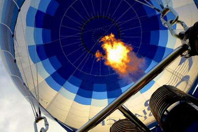 Low angle view of hot air balloon flame