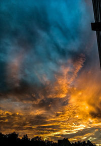 Low angle view of silhouette trees against sky during sunset