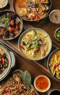 High angle view of food on table