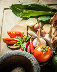 Close-up of food on table