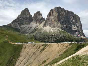 Scenic view of landscape and mountains against sky