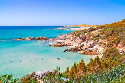 Scenic view of sea against clear sky