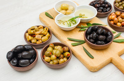 High angle view of fruits on table