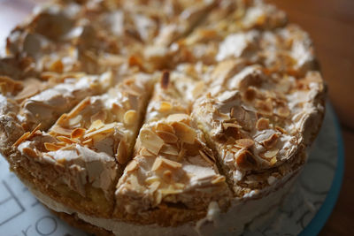 High angle view of dessert on table