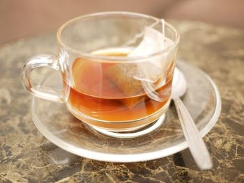 Close-up of tea in cup on table