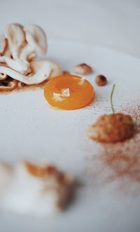 High angle view of breakfast on table