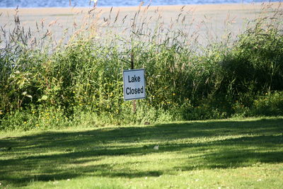 Information sign on field