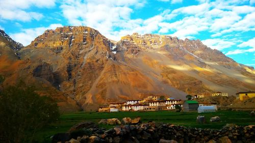 Panoramic view of landscape and mountains against sky