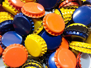 High angle view of multi colored balloons