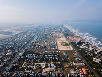 Aerial view of crowded buildings in city