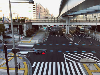 High angle view of cars on road in city