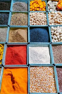 High angle view of food for sale
