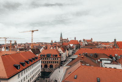 High angle view of townscape against sky