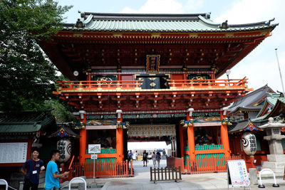 Exterior of traditional temple against sky