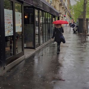 Woman walking in city