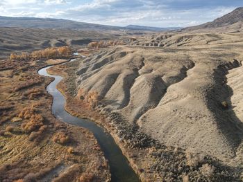 High angle view of the muddy creek in kremmling, co. 