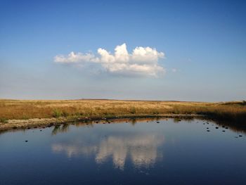 Scenic view of lake against sky