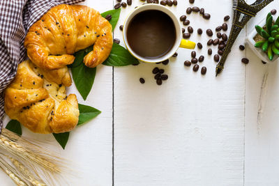 High angle view of coffee on table