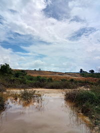 Scenic view of lake against sky