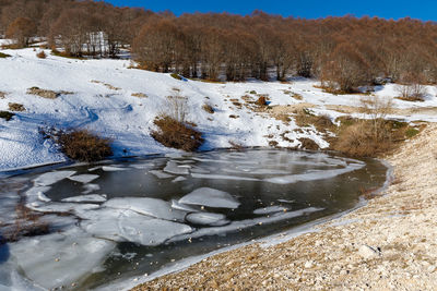 Close-up of frozen lake