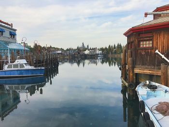 Panoramic view of canal and buildings against sky