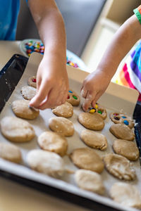 Close-up of person preparing food