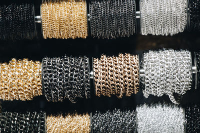 Close-up of chains for sale in store