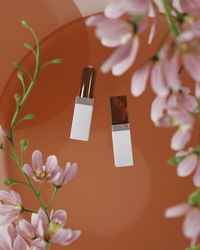 Close-up of white flower vase on table