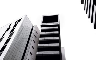 Low angle view of buildings against clear sky