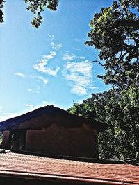 Low angle view of roof against sky