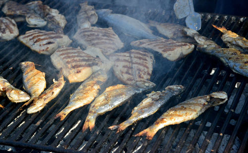 Grilled fish on charcoal
