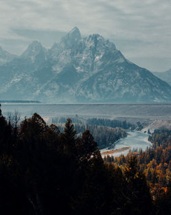 Scenic view of mountains against sky