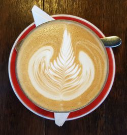 High angle view of coffee on table