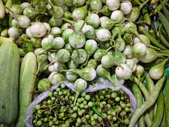 High angle view of vegetables for sale at market stall