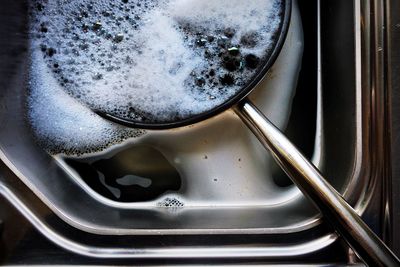 High angle view of water in sink