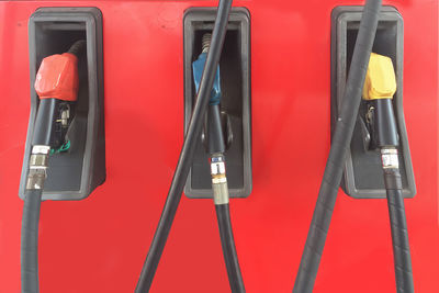 Close-up of red telephone booth