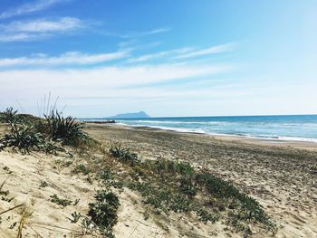 Scenic view of beach against sky