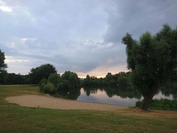 Scenic view of lake against sky
