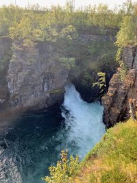 Scenic view of waterfall