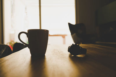 Cat sitting on table