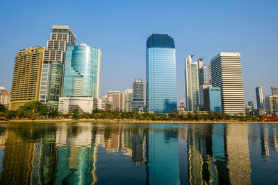 Reflection of buildings in water
