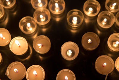 Close-up of tea lights